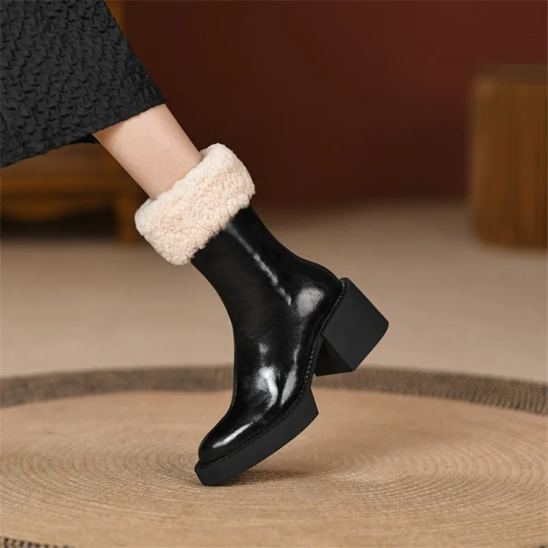 Senate Unthinkable passionate 2021 Iarnă Cizme Pentru Femei Pantofi Pentru Femei Rotund Deget De La  Picior Toc Pătrat Real Lână Toc Gros Cizme Scurte Culoare Solidă Femei  Tocuri Platforma reducere ~ Cizme pentru femei >