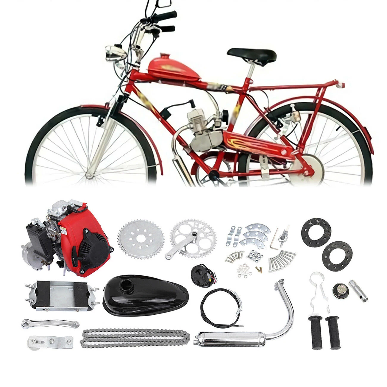 Honhill 49CC 4 Timpi Trage Începe Bicicleta cu Motor Kit de Gaz Motor pe Seturi Pentru cu motor, ATV, Pocket Bike Motor Kit reducere ~ > www.morcoveata.ro
