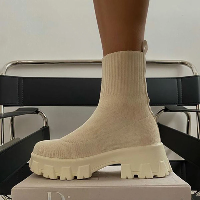 sarcoma Round never Cizme de Iarna pentru femei Casual Sosete Groase Roșu Șosete Tricotate Cizme  Scurte pentru Femei de Mari Dimensiuni Pantofi Rotund-Deget de la picior  Cizme Martin 2021 reducere ~ Cizme pentru femei >